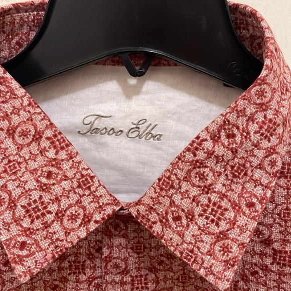 TASSO ELBA.NWT. Men’s XL long sleeve red combo shirt. 55%Linen 45%Cotton - Picture 2 of 7